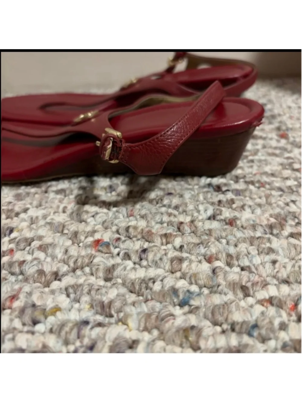 Michael Kors Burnt Red Ramona Leather Mini Wedge Sandals Sandals- Size 9.5